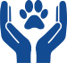 Open hands with paw symbol above