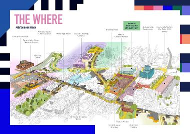 City centre Animate location illustration