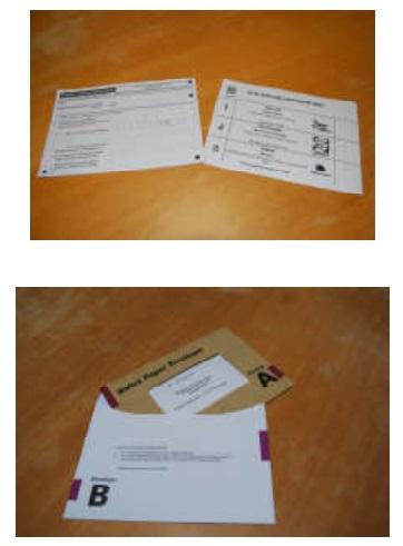 Brown and white envelopes, plus postal voting statement and ballot paper