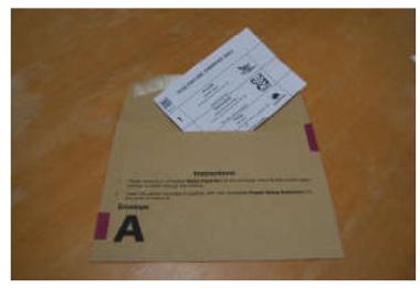 Ballot paper and brown envelope