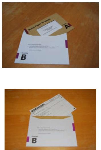 Brown envelope and security statement in white envelope