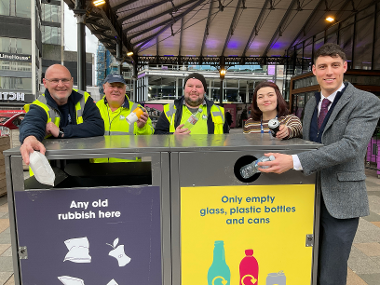 Recycling on the go city centre bins