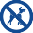 Dog behind banned symbol