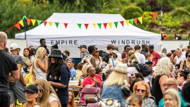 Crowds of people at the Windrush Festival 75 in 2023