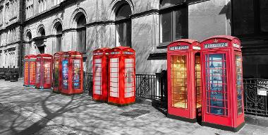 Row of red phone boxes