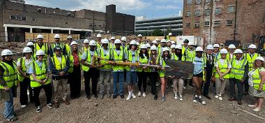 People on Preston Youth Zone construction site