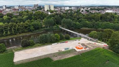 Drone shot of Tram Bridge, credit Mike Ashmore