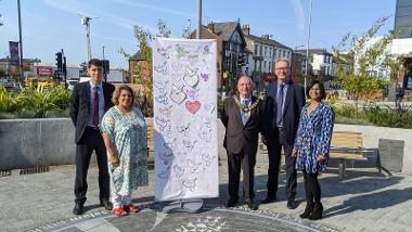 Local dignitaries at the new-look Peace Garden to mark the official completion of a £14.7m scheme to transform Preston city centre.