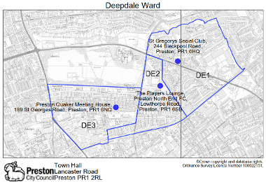 A map of the Deepdale Ward in Preston.