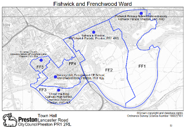 A map of the Fishwick and Frenchwood Ward in Preston.