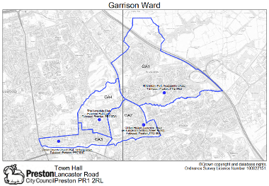 A map of the Garrison Ward in Preston.