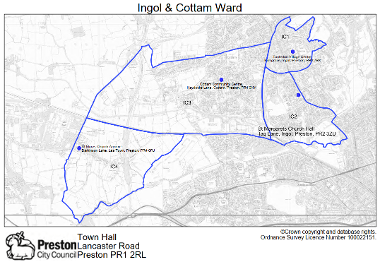 The Map of Ingol and Cottam Ward.