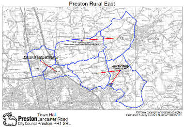 The map of Preston Rural East Ward