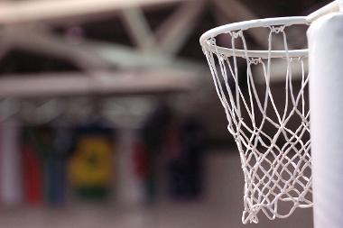 An empty netball ring or net.