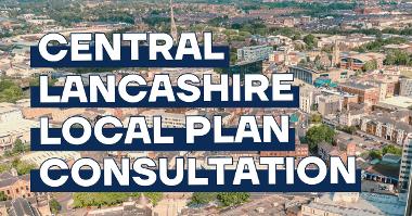 Aerial view of Preston with words Central Lancashire Local Plan Consultation