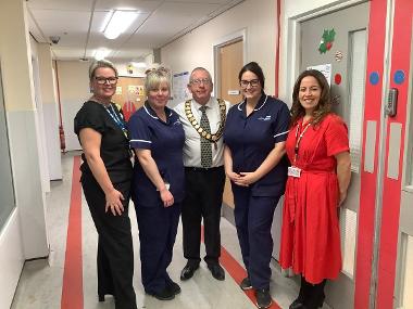The Mayor with a group of women at The Royal Preston Hospital