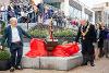 The Mayor unveiling the Feathers McGraw statue with Nick Park at Animate Preston