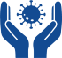 Covid - coronavirus support Supporting hands with coronavirus germ