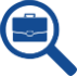 Magnifying glass over a briefcase